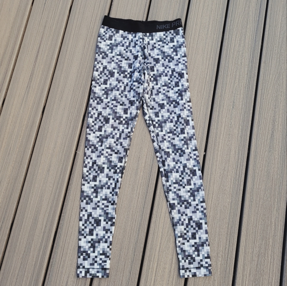 Black, White + Grey Checkered Pro Leggings | Size XS or S | Nike Pro